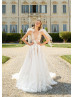 Light Gray Lace Tulle Sexy Wedding Dress